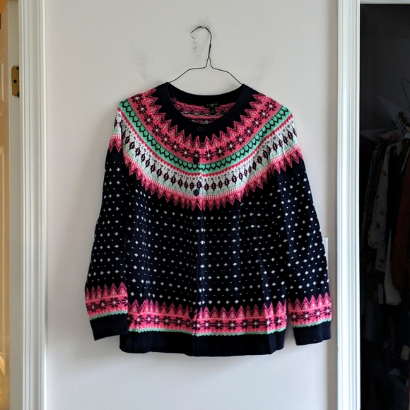 Talbots Fair Isle Cardigan Sweater - Picture 2 of 9